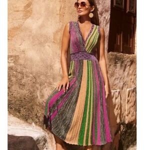 Haute Rogue Knit Dress  Multicolor stripe sparkle Size XS